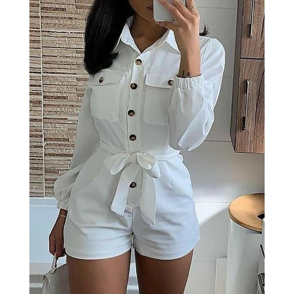 women's jumpsuits & rompers stylish lady white shirt collar playsuits 2021 summer women long sleeve front button pocket bandage club pa, Black;white
women's jumpsuits & rompers stylish lady white shirt collar playsuits 2021 summer women long sleeve front button pocket bandage club pa, Black;white