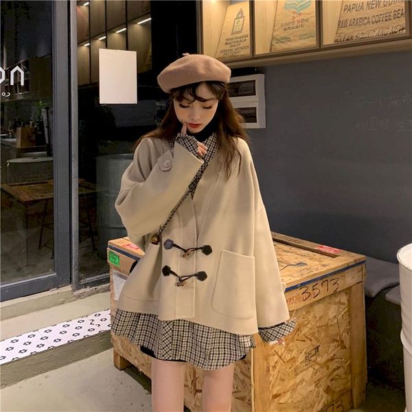 japanese retro design horn button woolen long-sleeved clothes coat women 2021 new korean version wild loose lady style poeted, Black
japanese retro design horn button woolen long-sleeved clothes coat women 2021 new korean version wild loose lady style poeted, Black
