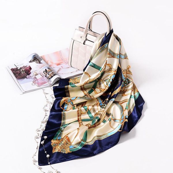 scarves 2021 90*90cm summer women silk foulard square scarf ladies beach shawl bandanna large hijab muffler female, Blue;gray
scarves 2021 90*90cm summer women silk foulard square scarf ladies beach shawl bandanna large hijab muffler female, Blue;gray