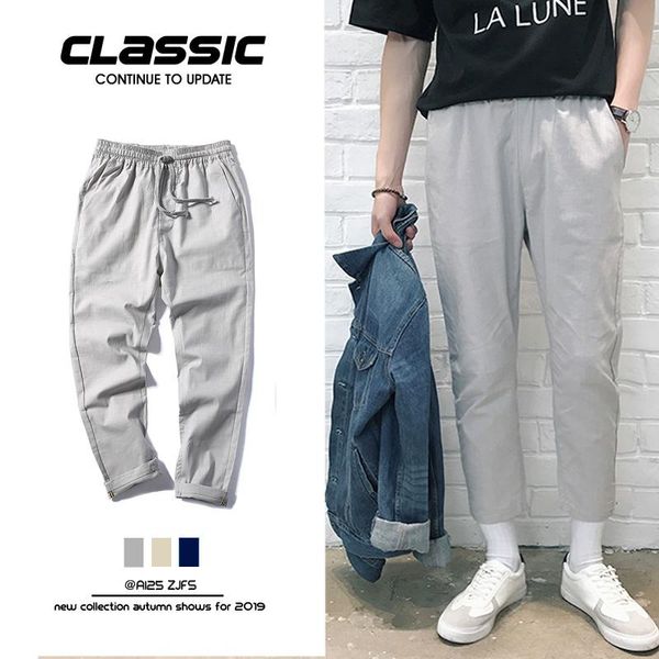 spring and autumn slightly elastic solid color trousers slim mid waist fashion casual pants khaki / grey sky blue men's, Black
spring and autumn slightly elastic solid color trousers slim mid waist fashion casual pants khaki / grey sky blue men's, Black