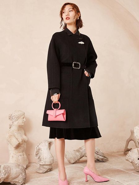 women's wool & blends shopping mall 1899 yuan 80% double faced woolen coat ai series flower bud women 2021 winter, Black
women's wool & blends shopping mall 1899 yuan 80% double faced woolen coat ai series flower bud women 2021 winter, Black