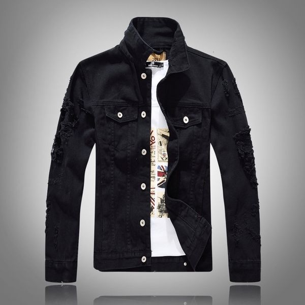 men's jackets streetwear destroyed cotton punk coats fashion designer elastic slim fit korean style casual ripped denim jacket gh6, Black;brown
men's jackets streetwear destroyed cotton punk coats fashion designer elastic slim fit korean style casual ripped denim jacket gh6, Black;brown