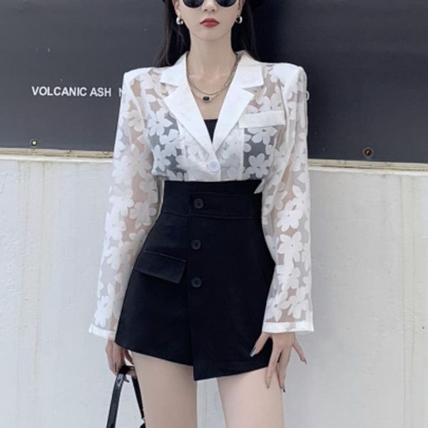 women's tracksuits streetwear two piece set women long sleeve loose see-through blazers +high waist shorts culottes sets korean pant su, Gray
women's tracksuits streetwear two piece set women long sleeve loose see-through blazers +high waist shorts culottes sets korean pant su, Gray