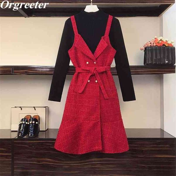 christmas 2 piece tweed mermaid dress set women half turtleneck black sweater +double-breasted sashes woolen vest suits 210602, Black;gray
christmas 2 piece tweed mermaid dress set women half turtleneck black sweater +double-breasted sashes woolen vest suits 210602, Black;gray