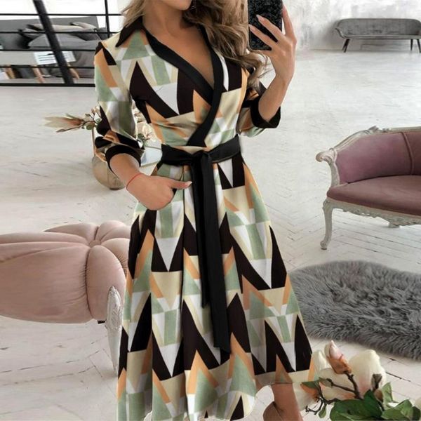 women's printed v-neck dresses long sleeve lace up female elegant wrap dress 2021 spring office ladies casual vestidos, Black;gray
women's printed v-neck dresses long sleeve lace up female elegant wrap dress 2021 spring office ladies casual vestidos, Black;gray