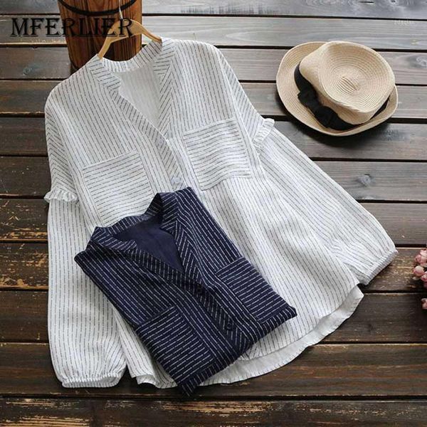 women's blouses & shirts mferlier chic striped women v neck ruffled long sleeve pocket chemise femme ladies elegant white blue blouse
women's blouses & shirts mferlier chic striped women v neck ruffled long sleeve pocket chemise femme ladies elegant white blue blouse