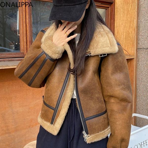 women's jackets onalippa women 2021 fall winter retro handsome lapel double-head zipper design loose fur all-in-one motorcycle jacket s, Black;brown
women's jackets onalippa women 2021 fall winter retro handsome lapel double-head zipper design loose fur all-in-one motorcycle jacket s, Black;brown