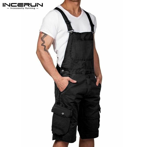 summer cargo shorts jumpsuits men solid color bib pants loose buttons rompers vintage pockets overalls jogger streetwear incerun men's, White;black
summer cargo shorts jumpsuits men solid color bib pants loose buttons rompers vintage pockets overalls jogger streetwear incerun men's, White;black