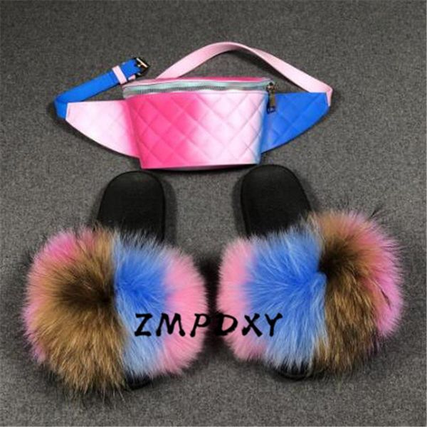 women real hair slippers colorful waist bags female belt bag shoes sets ladies fluffy furry slides fanny pack flip flops, Black
women real hair slippers colorful waist bags female belt bag shoes sets ladies fluffy furry slides fanny pack flip flops, Black