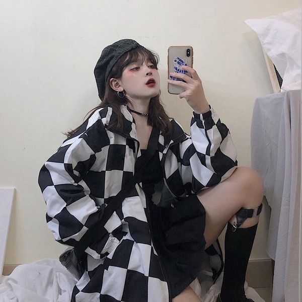 women's jackets korean ulzzang casual fashion autumn hip-hop plaid long sleeve harajuku streetwear loose punk vintage large size hooded, Black;brown
women's jackets korean ulzzang casual fashion autumn hip-hop plaid long sleeve harajuku streetwear loose punk vintage large size hooded, Black;brown