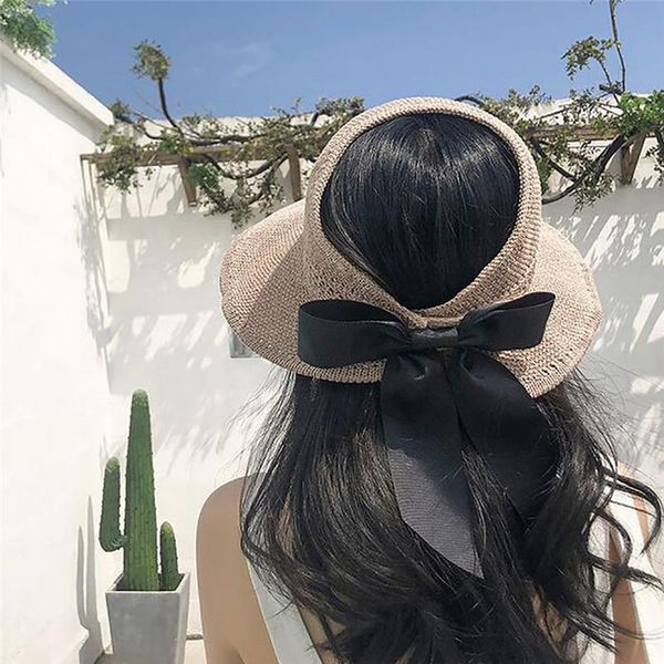women's summer hat bowknot sun hats empty uv protection caps beach cap ribbon knit straw for women wide brim, Blue;gray
women's summer hat bowknot sun hats empty uv protection caps beach cap ribbon knit straw for women wide brim, Blue;gray