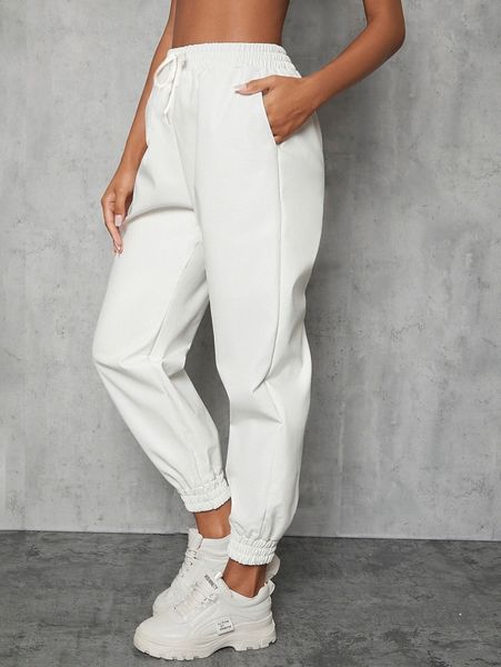 sxy drawstring waist slant pocket pants u6io#, Black;white
sxy drawstring waist slant pocket pants u6io#, Black;white