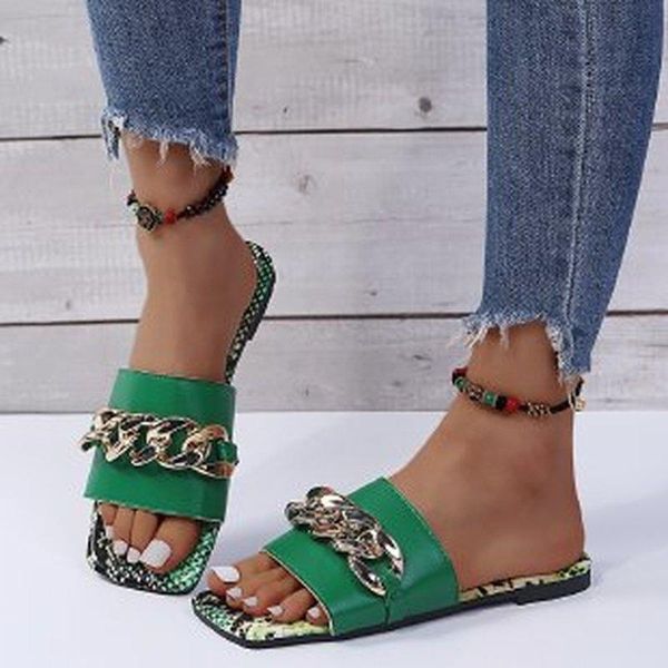 slippers sandals women summer fashion women's candy color metal chain square toe shoes open casual, Black
slippers sandals women summer fashion women's candy color metal chain square toe shoes open casual, Black