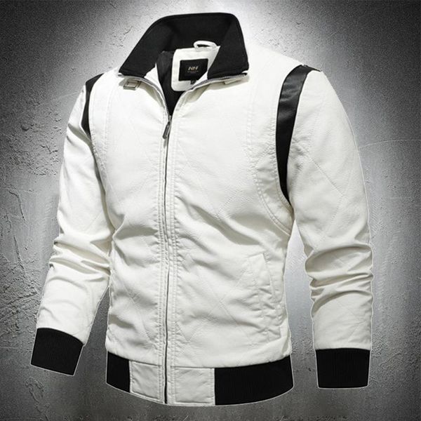 men's fur & faux men autumn and spring casual white leather jacket stand collar slim fit korean style clothing outwear pu coat, Black
men's fur & faux men autumn and spring casual white leather jacket stand collar slim fit korean style clothing outwear pu coat, Black