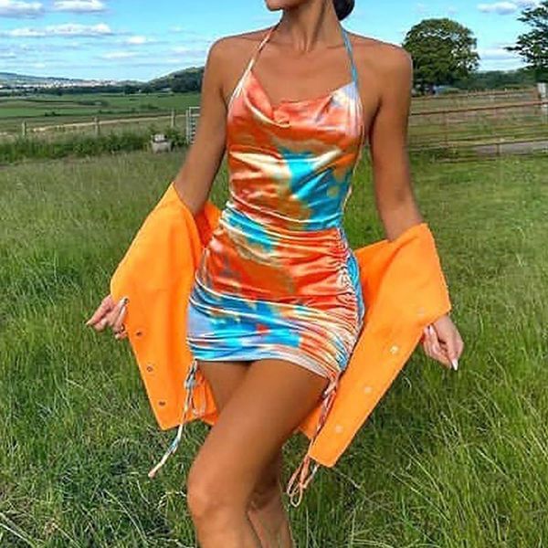summer women's tie-dye printed sleeveless halter backless ruched drawstring bodycon beach party club mini dressvestidos#35 casual dress, Black;gray
summer women's tie-dye printed sleeveless halter backless ruched drawstring bodycon beach party club mini dressvestidos#35 casual dress, Black;gray