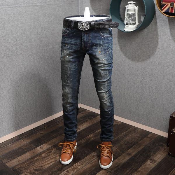 men's jeans european american street fashion men retro blue elastic slim fit ripped paint designer hip hop denim punk pants
men's jeans european american street fashion men retro blue elastic slim fit ripped paint designer hip hop denim punk pants