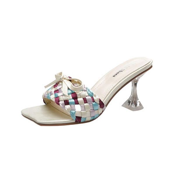 dress shoes clear slippers women crystal spike heels sandals summer weave strap slides ladies shallow pump fashion, Black
dress shoes clear slippers women crystal spike heels sandals summer weave strap slides ladies shallow pump fashion, Black