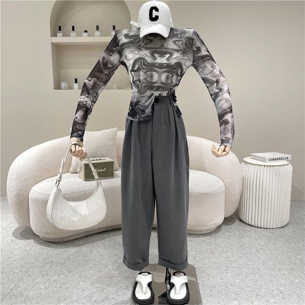 women's two piece pants clothing summer 2021 thin tie dyed irregular split t-shirt + loose casual suit set, White
women's two piece pants clothing summer 2021 thin tie dyed irregular split t-shirt + loose casual suit set, White