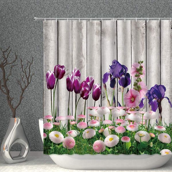 a nyf floral hower curtain pring flower purple tulip iri and pink daiy rutic grey wooden board decor fabric polyeter bathroo
a nyf floral hower curtain pring flower purple tulip iri and pink daiy rutic grey wooden board decor fabric polyeter bathroo