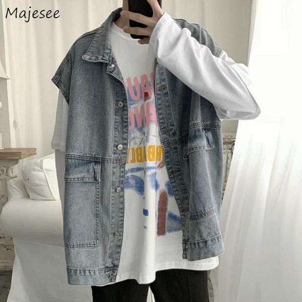 men's vests cargo denim men loose korean bf sleeveless leisure simple fashion all-match retro vintage mens coats ulzzang harajuku chic, Black;white
men's vests cargo denim men loose korean bf sleeveless leisure simple fashion all-match retro vintage mens coats ulzzang harajuku chic, Black;white