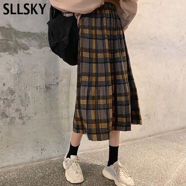 skirts sllsky elastic high waist plaid skirt women korean version spring autumn slim pleated mid-length female vintage, Black
skirts sllsky elastic high waist plaid skirt women korean version spring autumn slim pleated mid-length female vintage, Black