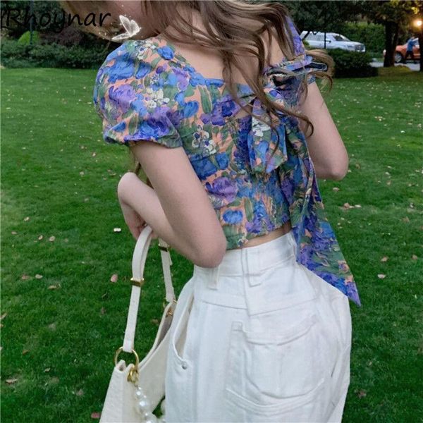 women's blouses & shirts summer blouse women backless puff sleeve cropped print female vacation slim korean style students casual, White
women's blouses & shirts summer blouse women backless puff sleeve cropped print female vacation slim korean style students casual, White