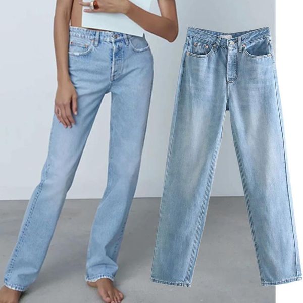 women's jeans withered enlgand style high street washed denim woman waist straight for women boyfriend, Blue
women's jeans withered enlgand style high street washed denim woman waist straight for women boyfriend, Blue
