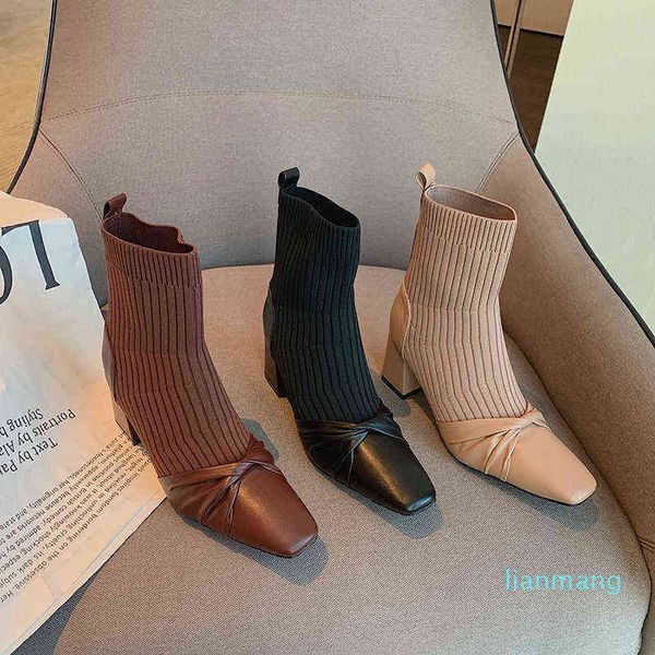 square toe women knitting booties black/beige/brown sock botas slip on stretch shoes thick mid heels party bow design dress shoe
square toe women knitting booties black/beige/brown sock botas slip on stretch shoes thick mid heels party bow design dress shoe