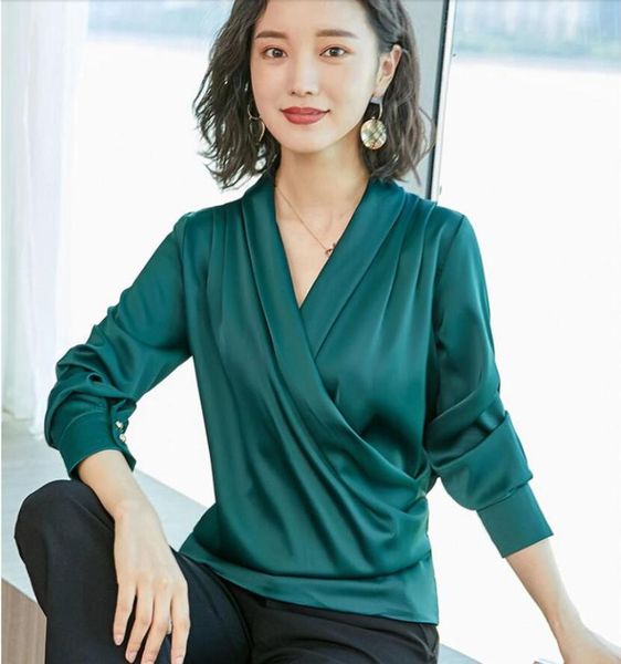 women's blouses & shirts chiffon shirt long sleeve female 2021 korean fashion clothing slim v-neck elegant women, White
women's blouses & shirts chiffon shirt long sleeve female 2021 korean fashion clothing slim v-neck elegant women, White