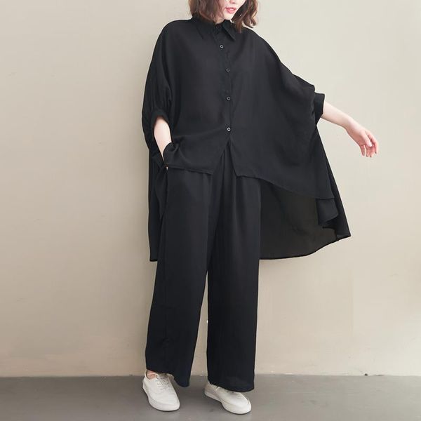 superaen spring summer 2021 plus size chiffon suit solid bat loose slim shirt wide leg pants, White
superaen spring summer 2021 plus size chiffon suit solid bat loose slim shirt wide leg pants, White