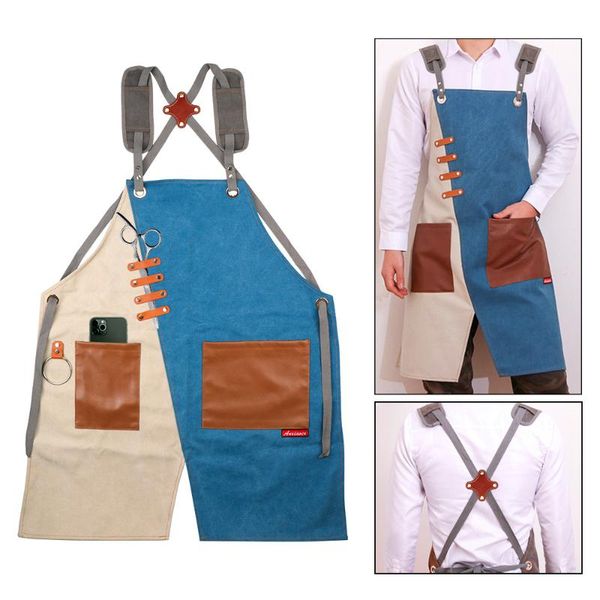 work apron for kitchen salon woodworking painting canvas adjustable with tool pockets cross-back straps aprons
work apron for kitchen salon woodworking painting canvas adjustable with tool pockets cross-back straps aprons