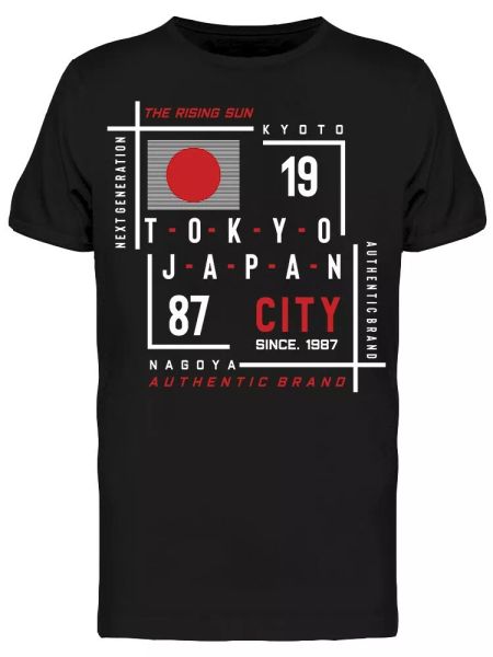 Rising Sun Tokyo Men's Tee -Image by Shutterstock, White;black