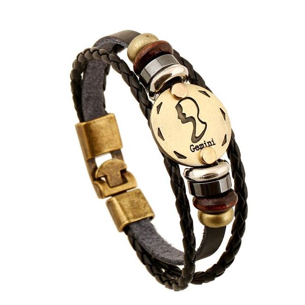 charm bracelets selling europe fashion punk style 12 constellations gemini bracelet leather b18203, Golden;silver
charm bracelets selling europe fashion punk style 12 constellations gemini bracelet leather b18203, Golden;silver