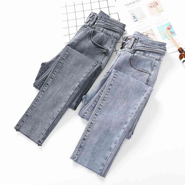 jeans m3247 - korean version women's 2021 spring and autumn high waist three grain button slim hem leggings, Blue
jeans m3247 - korean version women's 2021 spring and autumn high waist three grain button slim hem leggings, Blue
