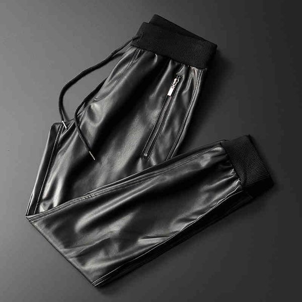 men's pants thoshine brand men leather superior quality elastic waist jogger zipper pockets male faux trousers slim fit xn6n, Black
men's pants thoshine brand men leather superior quality elastic waist jogger zipper pockets male faux trousers slim fit xn6n, Black