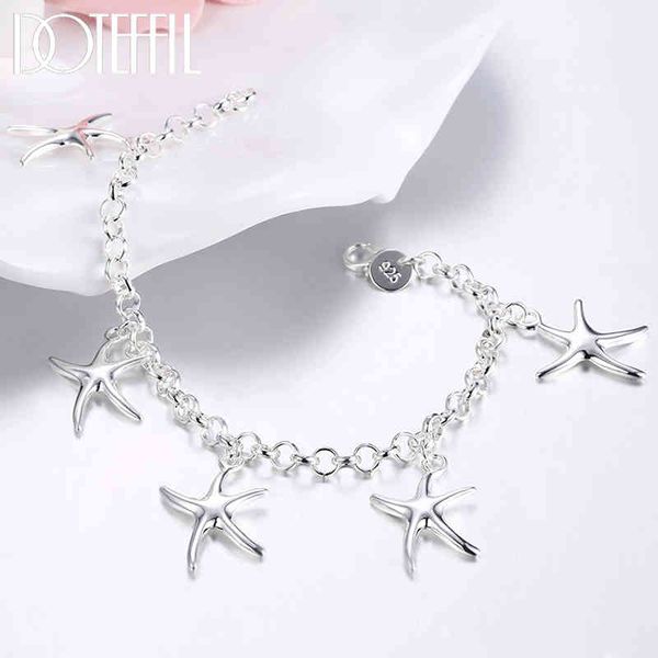 doteffil 925 sterling silver five starfish pendant bracelet for woman charm wedding engagement fashion party jewelry, Golden;silver 
doteffil 925 sterling silver five starfish pendant bracelet for woman charm wedding engagement fashion party jewelry, Golden;silver