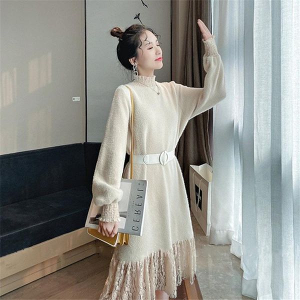 women's sweaters imitation mink sweater skirt women pullover mid-length lazy style loose over the knee lace autumn and winter, White;black
women's sweaters imitation mink sweater skirt women pullover mid-length lazy style loose over the knee lace autumn and winter, White;black