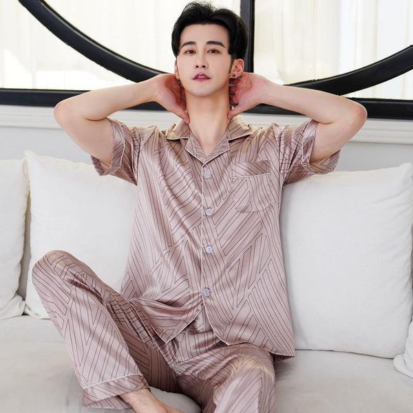 arrival men satin pajamas summer thin ice silk sleepwear nightwear plus size 3xl male home wear loose print pijama pyjamas men's, Black;brown
arrival men satin pajamas summer thin ice silk sleepwear nightwear plus size 3xl male home wear loose print pijama pyjamas men's, Black;brown