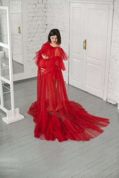 birdal red tulle robes custom made any color maternity gowns for po shoot dress dresses, White
birdal red tulle robes custom made any color maternity gowns for po shoot dress dresses, White