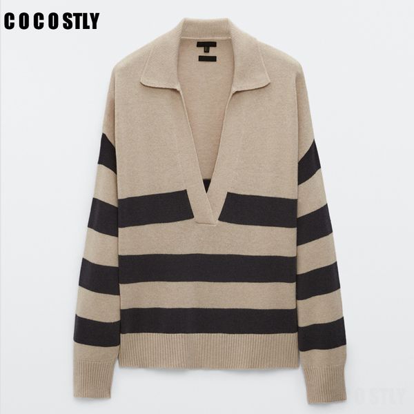 za 2022 office lady striped v ne wool women sweaters polo shirt long sleeve oversized casual wool pullovers female sweaters, Black
za 2022 office lady striped v ne wool women sweaters polo shirt long sleeve oversized casual wool pullovers female sweaters, Black