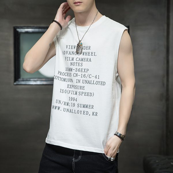 men's t shirts vest 2021 summer fashion brand fitness sleeveless cantilevered sports loose wear, White;black
men's t shirts vest 2021 summer fashion brand fitness sleeveless cantilevered sports loose wear, White;black
