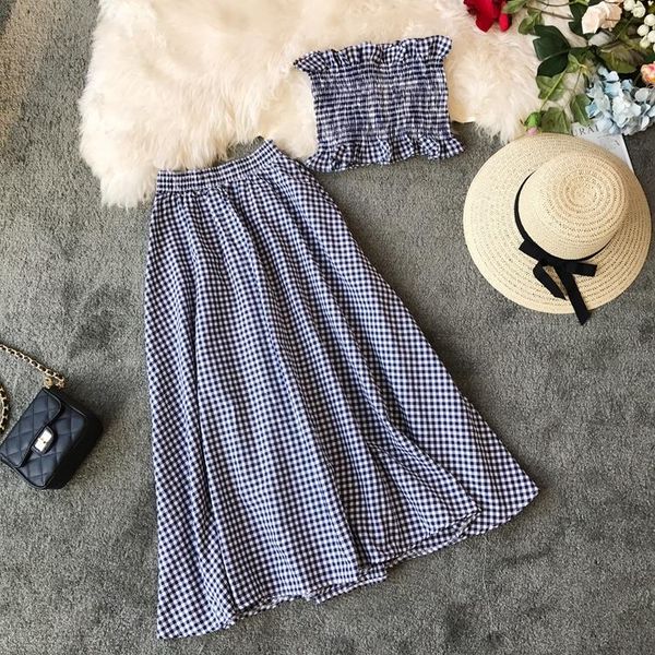 two piece dress korean pleated ruffle stretch beach holiday sleeveless tube + casual skirt women two-piece sets g422, White
two piece dress korean pleated ruffle stretch beach holiday sleeveless tube + casual skirt women two-piece sets g422, White
