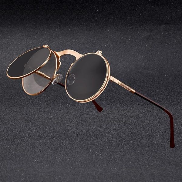 sunglasses vintage steampunk flip retro round metal frame sun glasses for men women brand designer circle oculos, White;black
sunglasses vintage steampunk flip retro round metal frame sun glasses for men women brand designer circle oculos, White;black