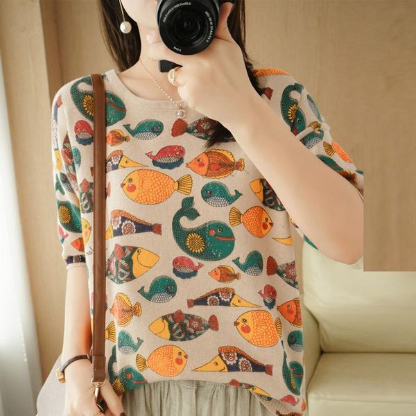 women's sweaters spring and autumn women pure cotton sweater tees o-neck half sleeve pullover loose fish pattern large size t-shirt, White;black
women's sweaters spring and autumn women pure cotton sweater tees o-neck half sleeve pullover loose fish pattern large size t-shirt, White;black