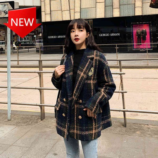 jackets short temperature women's wool jacket plaid suit woolen collar for winter all-match, Black;brown
jackets short temperature women's wool jacket plaid suit woolen collar for winter all-match, Black;brown