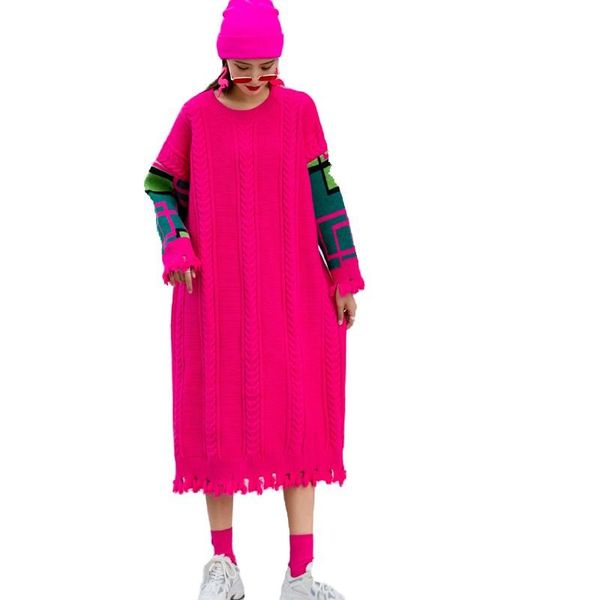 casual dresses elegant patchwork sweater long dress for women's o-neck fringe trim knitted wear pure color autumn winter pullover, Black;gray
casual dresses elegant patchwork sweater long dress for women's o-neck fringe trim knitted wear pure color autumn winter pullover, Black;gray