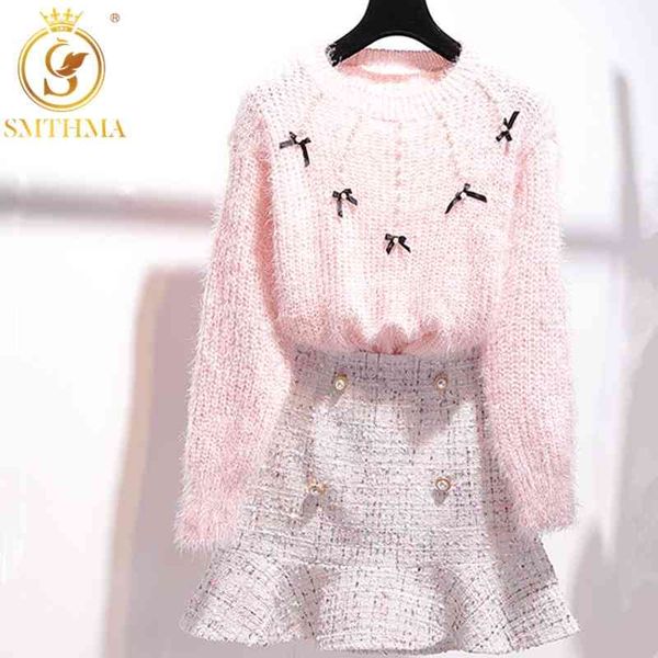 autumn winter two piece set women elegant beading bow knitted sweater+high waist tweed plaid mermaid skirt sets 210520, White
autumn winter two piece set women elegant beading bow knitted sweater+high waist tweed plaid mermaid skirt sets 210520, White