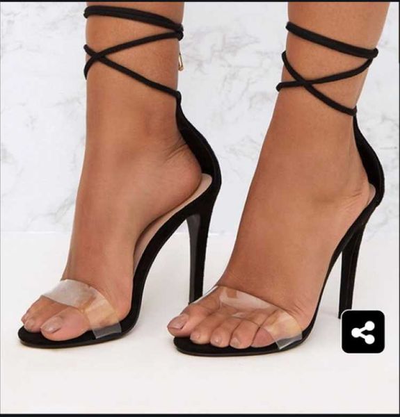 women transparent pvc heel sandals summer high heels strap lace up shoes ladies party wedding size 42 dress, Black
women transparent pvc heel sandals summer high heels strap lace up shoes ladies party wedding size 42 dress, Black