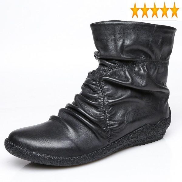 boots women round toe slip on fashion pleated casual ankle thick bottom genuine leather cowhide female black
boots women round toe slip on fashion pleated casual ankle thick bottom genuine leather cowhide female black