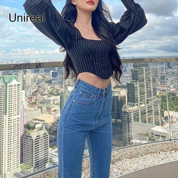 women's t-shirt unireal 2021 summer women striped long sleeve casual short tees vintage t shirt crop, White 
women's t-shirt unireal 2021 summer women striped long sleeve casual short tees vintage t shirt crop, White